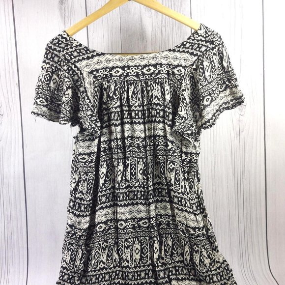 Summer Dress Butterfly Sleeve Long Loose Comfy Top Dress Black/Beige Size XL - Picture 9 of 12